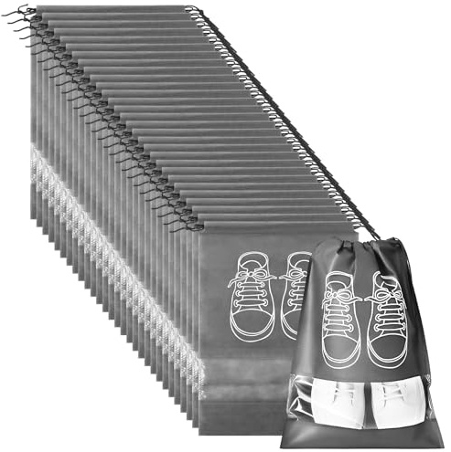 LDXDRU 30 sacchetti grandi per scarpe, con coulisse, con fessura trasparente, antipolvere, per scarpe, da viaggio, impermeabile, portatile, per uso da viaggio, sport
