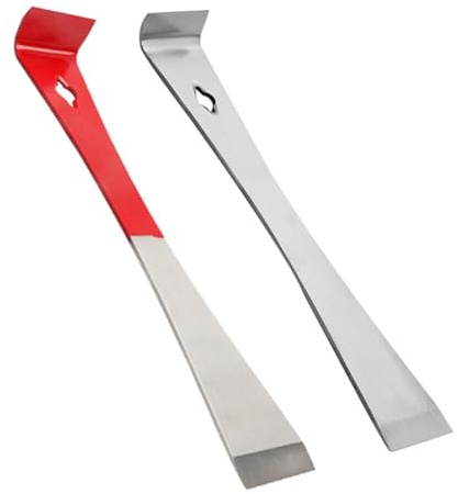 Flaroey 2 Piezas de Barra de Palanca, Extractor de Clavos, Barra de Palanca de Acero Inoxidable con Borde en Ángulo, Herramienta de Extracción y Raspado Bee Gear