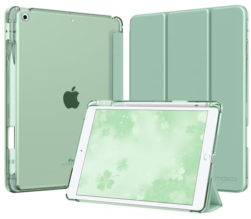 MoKo for iPad 9th/8th/7th Generation Case 10.2-Inch 2021/2020/2019 with Pencil Holder, Slim Light Trifold Smart Protective Cover for iPad 10.2 with Hard PC Translucent Back Shell, Agave Green