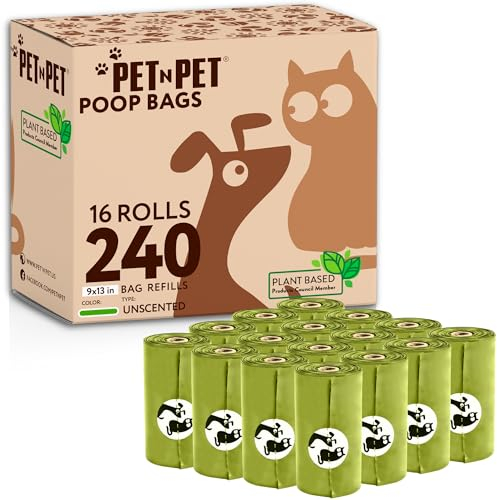 PET N PET Kompostierbarer Hundekotbeutel, 240 Gemüsebeutel für Hunde, langlebige, dicke, auslaufsichere Kotbeutel für Hunde