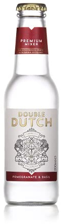 Double Dutch Pomegranate and Basil Tonic Water, Low Calorie Perfect Mixer for Cocktails, No Artificial Colours Preservatives or Flavours, 200ml Bottles (Pack of 4)
