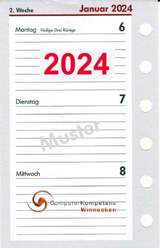 bsb Kalendereinlage Timereinlage für Zeitplaner Pocket A7 2025 1 Woche auf 2 Seiten 8 x 12,7 cm