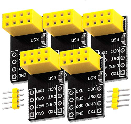 AZDelivery 5 x ESP8266-01 ESP-01S Breakout Breadboard Adapter WiFi Serial Transceiver Module ESP8266 compatible with Raspberry Pi Including E-Book!
