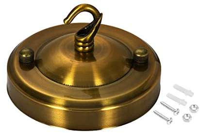 sourcing map Retro Light Canopy Kit with Hook, Vintage Chandelier Ceiling Plate, for Light Fitting Accessory DIY, 104mm 4.1Inch Gold Bronze