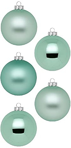 Inge Glas Weihnachtskugeln | Schöne Christbaumkugeln aus Glas | 20 Kugeln in Karton-Box | Christbaumschmuck Weihnachtsbaumschmuck Weihnachtsbaumkugeln (Winter Jade | Mint Glanz/matt)