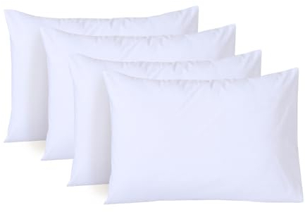 My home store White Pillow Cases 4 Pack - T200 100% Egyptian Cotton Envelop Closure Pillowcases - Hotel Quality Wrinkle Free Soft & Breathable Pillows Cover