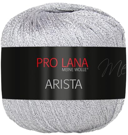 Frida's Wollhaus Pro Lana 25 g Arista Häkelgarn Effektgarn Glitzergarn Lurexgarn weich 12 Farben (301 | Silber)