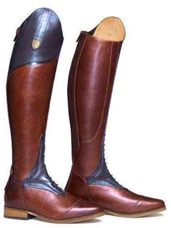 ORANDESIGNE Stivali da Equitazione da Uomo Scarpe da Equitazione Stivali Lunghi Stile Western Stivali Alti al Ginocchio Unisex Stivali da Cavaliere A Marrone Chiaro 47 EU