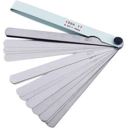 Uadme Spessimetro a Lamelle, Spessimetri 17 Lame 0,02-1,00mm, Spessimetro Valvole in Acciaio Inox, per Misurare la Dimensione di Liquidazione di Vari Progetti/Strumenti