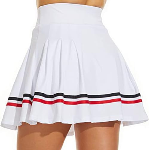 ThreeH Faldas de Tenis Plisadas para Mujer Niñas con Bolsillos y Forro Pantalones Cortos de Cintura Alta Atléticos Yoga Running Golf Activewear Blanco