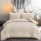 Beige Luxury Classic Seersucker Duvet Cover Bedding Set with 2 Pillowcases Soft Microfiber Puckering Super King Duvet Cover 220 x 260cm