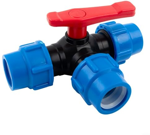 Cloudpower 3-wege-kugelhahn, 32mm pe-rohr dreiwegehahn rohrkugelhahn kunststoff wasserhahn T-Typ Bewässerungsanschluss ventil klemmverbinder wasserrohr