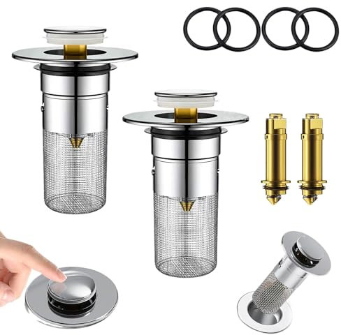 JASFLY 2 Stück Abflussstopfen Waschbecken,Abflussstopfen mit Sieb Ist Geeignet für 34–40 MM Abflussrohre,Waschbeckenstöpsel aus Edelstahl 304 Können für Badezimmer-Küchenspülen Geeignet Sein