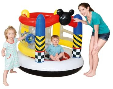 Avilia Playground Gonfiabile per Bambini 3-6 Anni con Pareti Protettive e 4 Anelli Gioco - Materiale Resistente per Divertimento Sicuro in Giardino e Spazi Esterni