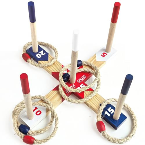 Holz Ringwurfspiele, Premium Quoits Gartenspiel Set, Wurfspiel (Modern)