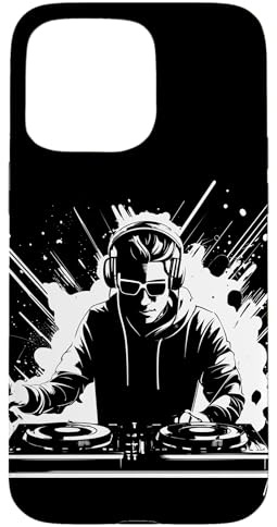 Custodia per iPhone 15 Pro Max DJ Sketch Disc Jockey per feste di compleanno