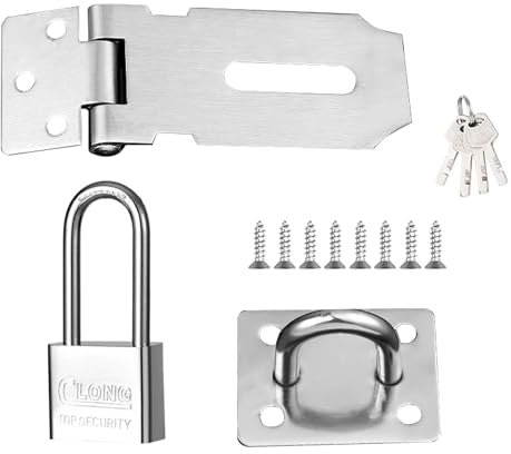 3-Inch Heavy-Duty Door Hasp & Staple Lock with Keys - 90-Degree Latch Clasp for Gates, Sheds, Gardens, Bedrooms