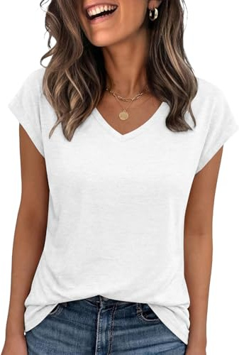 Cuptacc Toppar för kvinnor V-hals T-shirts för kvinnor Storbritannien vardaglig damer sommar toppar basic kortärmad skjorta damblus mode kläder kläder kläder