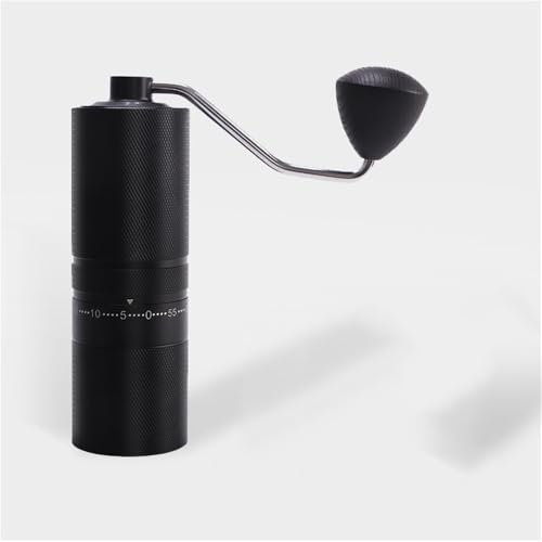 Manuell kaffekvarn 5-axlig rostfritt stål Burr Core Burr Löstagbar slipskiva Handkaffekvarn for espressokaffebryggare for hem/resor/camping, present(Black)