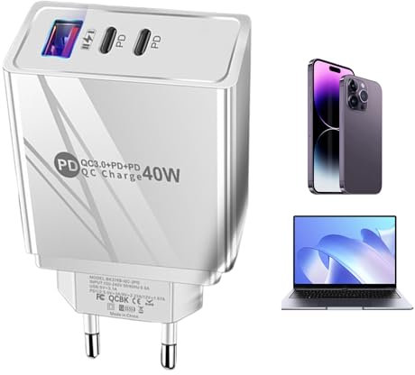Adaptador USB - Cargador De Pared 3 Puertos Quick Charge 3.0,Accesorios para Teléfono con Protección contra Sobretensiones y Sobrecalentamiento para Viajes Hogar Oficinas Residencias Cruceros