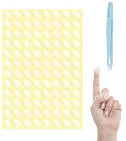 KQDRVINE 1440 stycken självhäftande prickar transparent 16 mm med pincett, klistermärken transparenta självhäftande etiketter runda punktklistermärken för förpackningar, kuvert och lådor