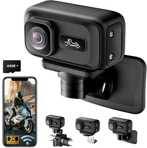 SecuraLen Action Cam Motorrad, 2K & 120° Weitwinkel Motorrad Kamera WLAN, G-Sensor-Kollisionssperre Dashcam Motorrad mit IP65 für Motorräder, E-Bikes und Outdoor-Sportarten
