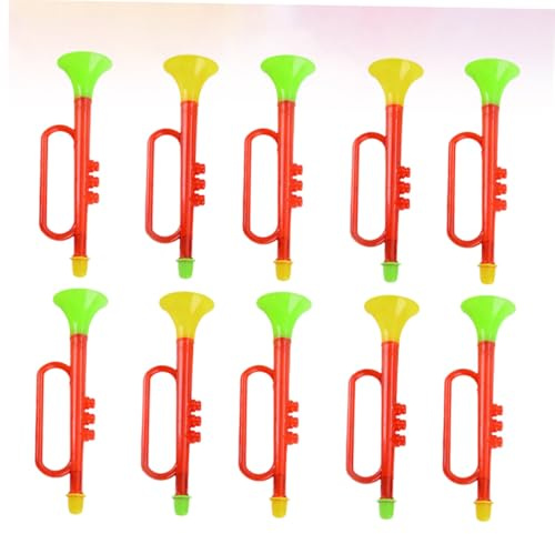 Beaupretty 10 Piezas de Trompeta de Plástico Juguetes de Trompeta Animación Colores Aleatorios Ideales para Fiestas Cumpleaños y Juegos Educativos Color Aleatorio