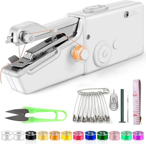 Handheld Sewing Machine, Mini Portable Sew Machine Quick Stitching with Accessory Kit, Electric Sewing Machine for Clothes, Curtains, DIY, Home and Travel