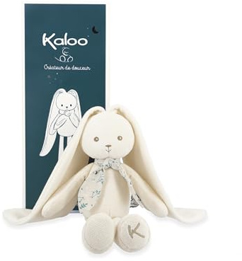 KALOO - Lapinoo - Doudou Coniglio - Peluche in Jersey e Maglia per Neonati - 25 cm - Colore Crema - Materiali Molto Morbidi - Confezione Regalo - dalla Nascita, K972202