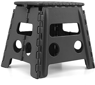 thesecrethome.es - Taburete Plegable Multiusos - Escalera Antideslizante Altillo para Cocina o Baño - Reposapiés para Niños - Gran Variedad de Tamaños y Colores - Negro (Alto.32 cm x Largo.29cm)