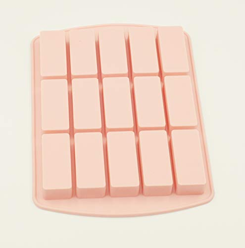 Selecto Bake 15 Cavities Rectangles Caramel Candy Silicone Moulds, Chocolate Truffles Mold,Grid Fondant Mould,Hard Candy Mold Pralines Gummy Jelly Mold Pink