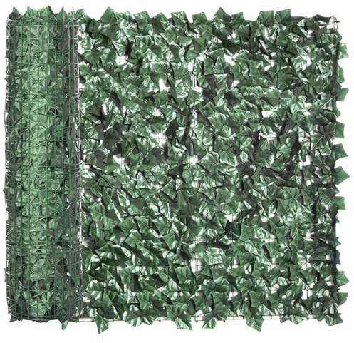 Outsunny Rotolo di Siepe Artificiale per Balcone e Giardino in PE Anti-UV, Siepe Finta con Foglie Verde Scuro 300x100cm