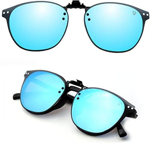 CREYESTAL Clip Occhiali Da Sole Polarizzati, Clip per Occhiali, Sovraocchiali Sollevabile e ultraleggero, Uomo, Donna, 100% ANTI UV, Certificato CE