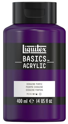 Liquitex 8870323 Basics - Acrylfarbe, monopigmentierte Künstlerpigmente, lichtecht, mittlere Viskosität, Archivqualität, seidenglänzender Finish, 400ml Flasche - Dioxazinpurpur, 400ml Topf