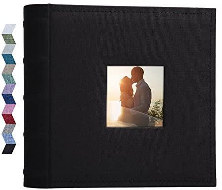 Vienrose Photo Albums 6x4 (15x10 cm) 200 Pockets Linen Cover with Memo Spaces Photobook Large Capacity Pictures Album Memory Book for Wedding, Family, Baby, Holidays, Special Occasions, Black