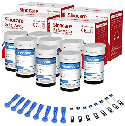 Sinocare Strisce Glicemia, 200 x Striscette per Glicemia, Strisce Reagente Glucosio (Safe Accu)
