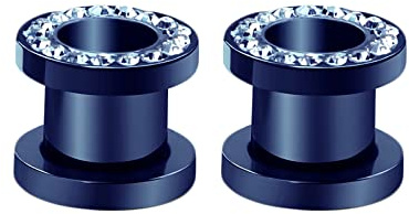 Aeici Öronspray, 1,6–10 mm, örontunnel i kirurgiskt stål, 2-delad örontunnel blå ring med zirkon, öronspray, zirkoniumoxid