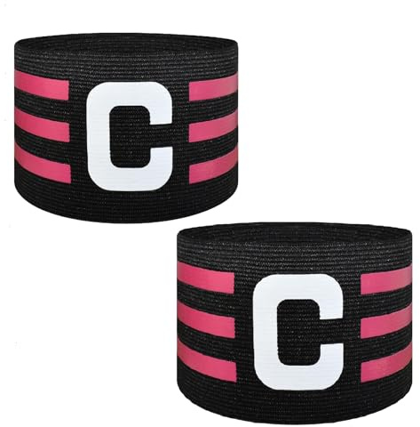 LIOOBO 2PCS Soccer Captain Armbands Elastic Captain Armband Adjustable Player Arm Bands Nylon Rugby Basketball Volleyball Player Wrist Band for for Youth Adult Team Sports Training (Red 2)