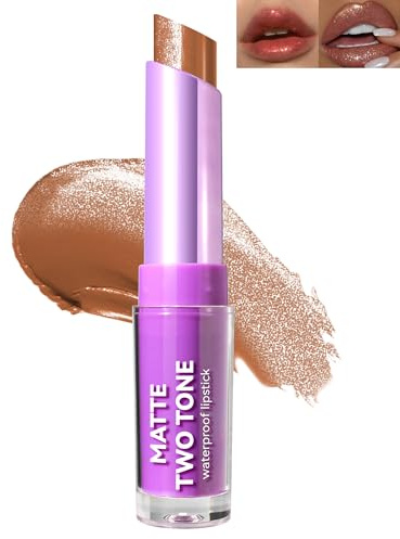 Matte Gloss Lipstick Glitter Nude Tones 2 Colours Shimmering Metallic Lips Stain, Creamy Texture, Long-Lasting Waterproof Lip Gloss Lip Care for Lip Make-Up, Vegan Lipstick Lip Tint-02