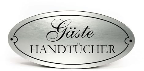 Gästhanddukar, handduk, skylt plast guld, silvergrå, graverad, oval, självhäftande badrum, dekorativ skylt, vintage, dörrskylt, 15 x 7 cm (silvergrå – gästhanddukar)