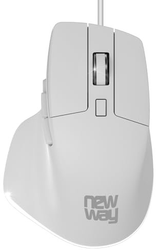 NEWWAY - Mouse Verticale Cablato A7-1200/1800/2400/3200 DPI - Ergonomico - Silenzioso - Plug e Play - USB - Bianco