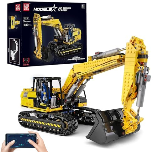 Mould King 13112 RC excavatrice garçon Construction Set, 1830 Blocs de Construction app télécommande Camion modèle de véhicule d'ingénierie, Stem Enfants ingénierie Jouets