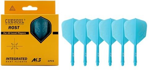 CUESOUL Rost AK5 Eje de dardo Integrado y Plumas con diseño de patrón Moderno y tamaño Diferente, Juego de 6 Piezas