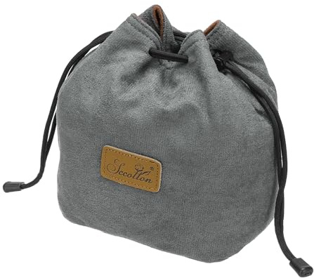 PATIKIL Estuche de Cámara Suave, Tamaño L, Funda de Lente a Prueba de Golpes, Funda de Lente de Cámara de Franela Compatible con Lentes de Cámara Nikon DSLR, Tazas de Agua, Gris