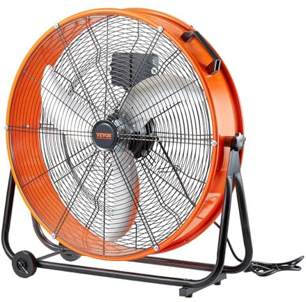 VEVOR Ventilateur à Tambour Industriel 0,6 m Haute Vitesse Utilisation Commerciale Robuste, 3 Vitesses, 8700 CFM, Inclinaison Réglable à 360°, Minuterie 0-2 h, pour Entrepôt, Atelier, Usine, Sous-sol