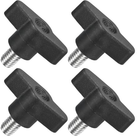QUARKZMAN 4pz Manopole ad Alette a T a Farfalla, Manopola Serraggio Vite M8 x 12mm Filettatura Maschio Viti Acciaio Inossidabile 304 Maniglia 36mm Dia per Sostituzione Manopola, Nero