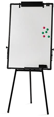 Treppiede Lavagna bianca, cavalletto cancellabile a secco con supporto, Flipchart magnetico in piedi con cavalletto, altezza regolabile, 91 x 61 cm, per ufficio, aula e casa