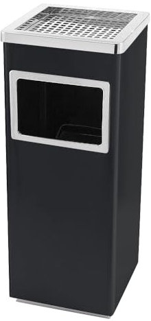 HUOLE Pattumiera in acciaio inox cestino pattumiera a pedale contenitore rifiuti, Pattumiera in Acciaio Inox con Portacenere per Esterni, Posacenere da Pavimento-30 * 24 * 60 cm 48 L-Nero (1 PZ)