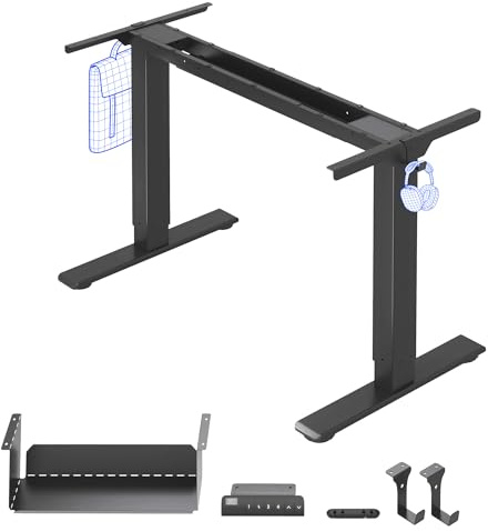 FLEXISPOT Bureau Assis Debout Électrique à 2 Moteurs Charge 100kg, Bureau Réglable en Hauteur en Acier avec Panneau Smart à Fonctions Mémoires, Système Anti-Collision, Noir