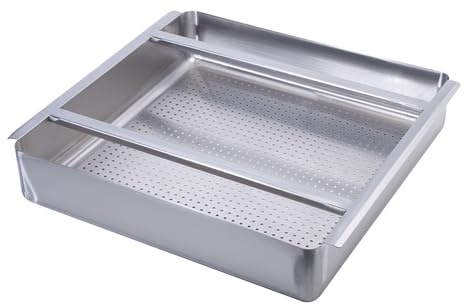 FSE 373-KR-30-150 Dish Table Sink Strainer, 20x20 Pre-Rinse Drain Basket, 18 Gauge Stainless Steel, 4 Deep, Commercial Drain Strainer for Restaurant Sinks